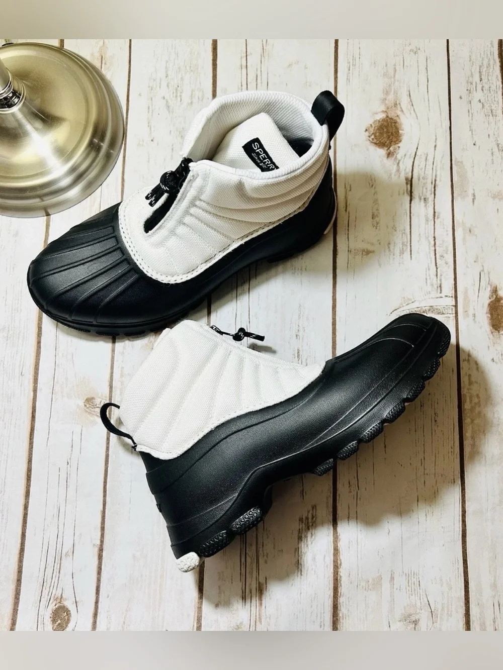 Sperry Women’s Rain Boots Black/White Winter Lightweight New